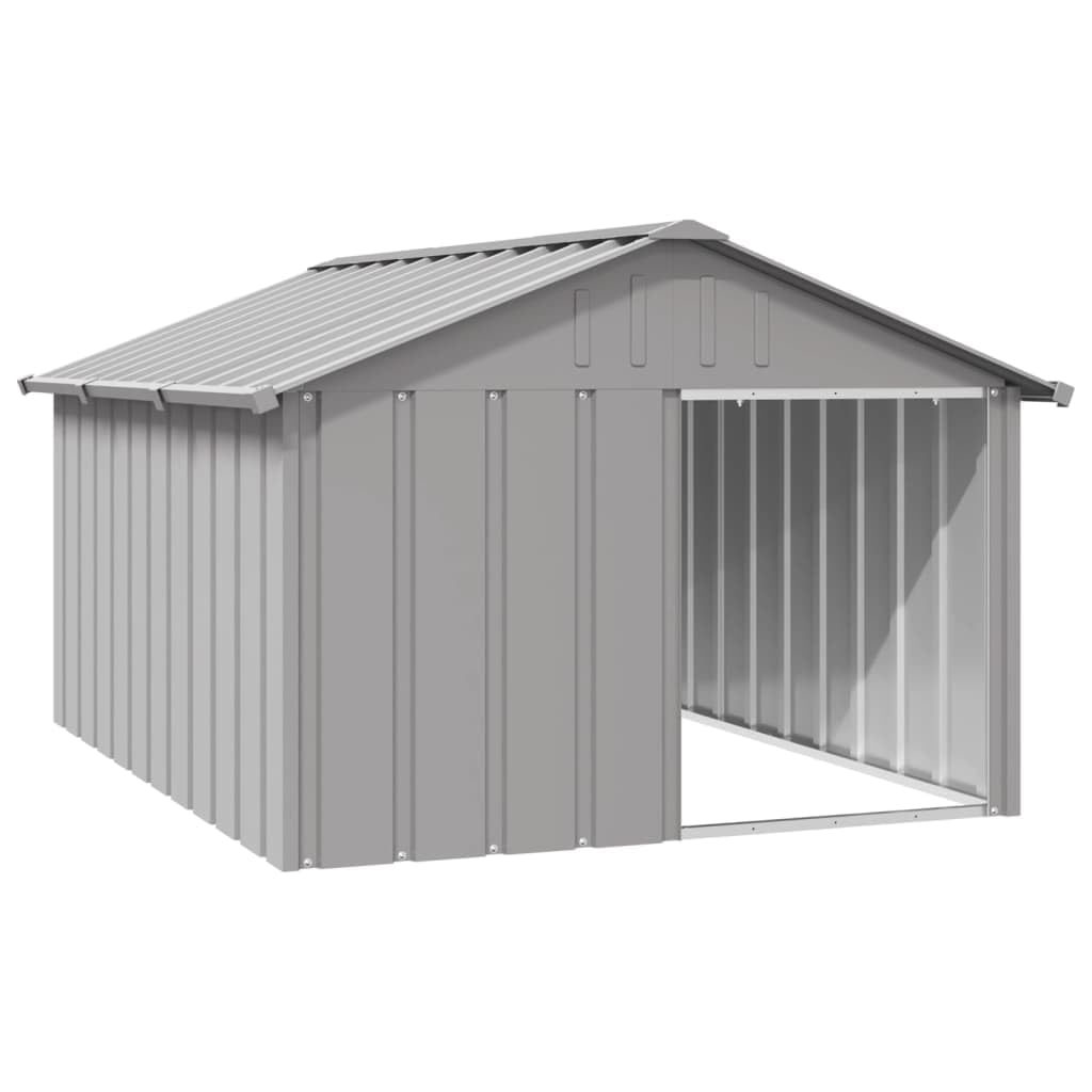 vidaXL Dog House Outdoor Kennel - Gray Galvanized Steel Pet Shelter