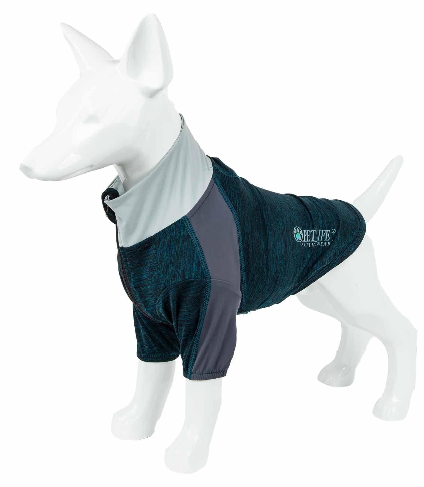 Pet Life ?Active 'Chewitt Wagassy' 4-Way Stretch Performance Long Sleeve Dog T-Shirt, X-Small, Teal