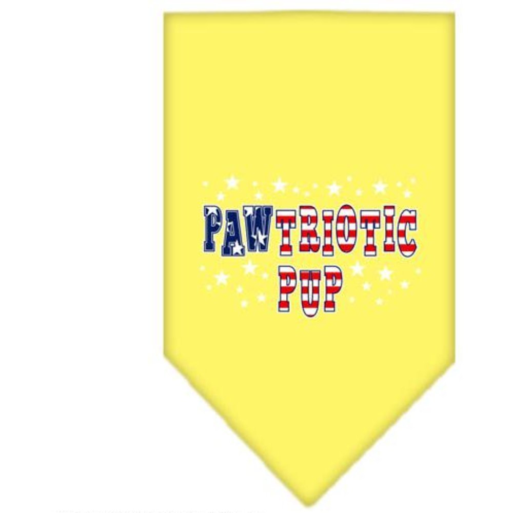 Pet and Dog Bandana Screen Printed, &quot;Pawtriotic Pup&quot; Yellow Small