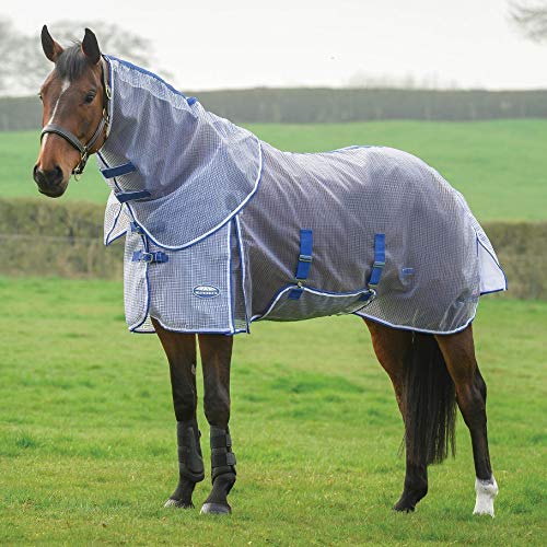 Weatherbeeta Comfitec Ripshield Plus With Belly Wrap Detach A Neck, White/Blue, 75''