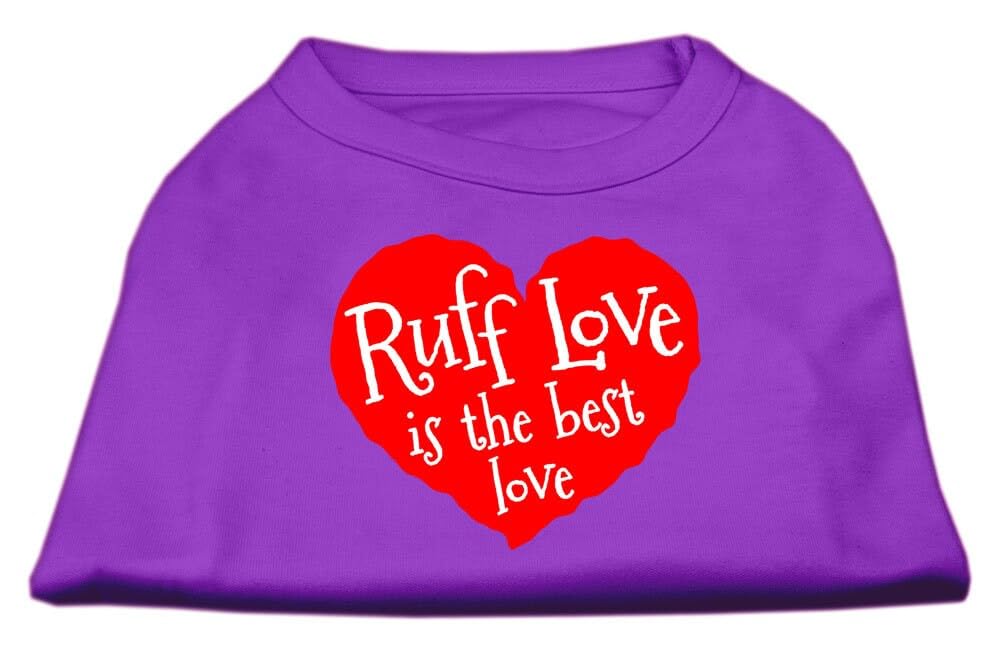 Pet Dog & Cat Shirt Screen Printed, 'Ruff Love' Purple 3Xl (25-35 Lbs.)