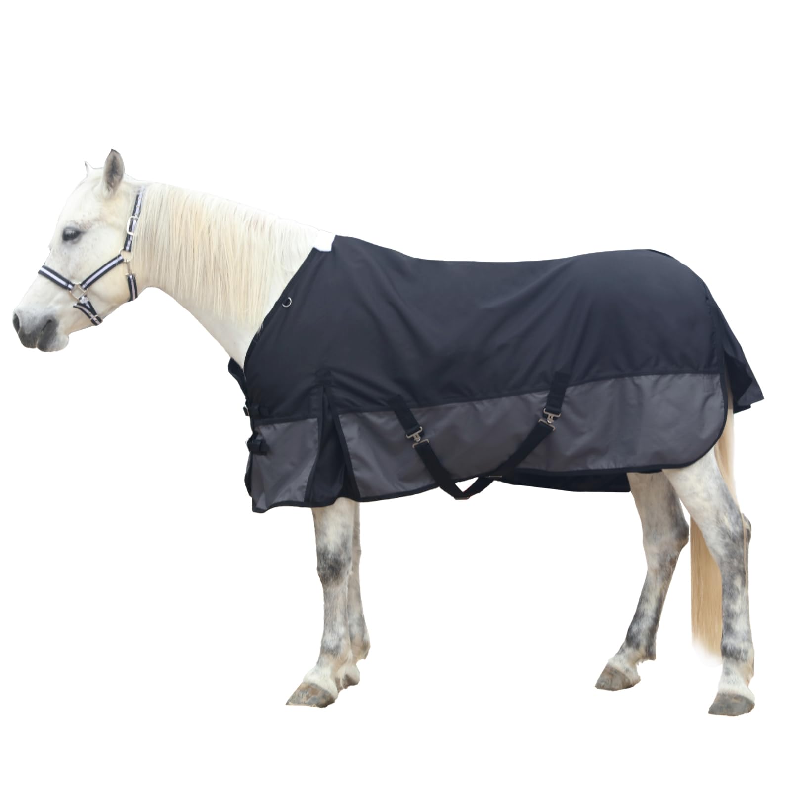 Gallopoff 1200 Denier Rip-Stop Turnout Rain Sheet Lightweight Waterproof Breathable Horse Blanket (No Fill) Blackgrey 72''