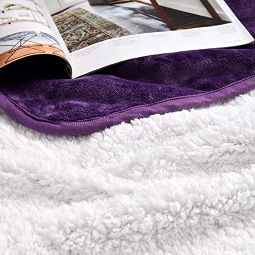 Yaning Waterproof Blanket For Bed Couch Sofa, Soft Liquid Pee Proof Pet Blanket For Dog Puppy Cat, Reversible Sherpa Fleece Furniture Protector (Dark Purple, 30X40 Inches)