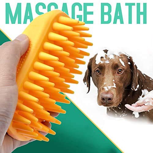 Dog Cat Pet Grooming Brush - Silicone Massage Brush For Deshedding And Bathing, Anti-Slip Rubber Shampoo Brush For Long & Short