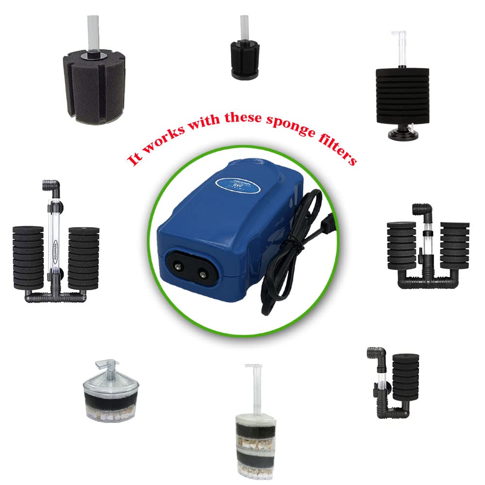 Aquapapa 4X Dual Bio Sponge Filter For Betta Fry Aquarium Fish Tank Up To 30 Gallon Each (Dual Sponge Filters 4-Pack)