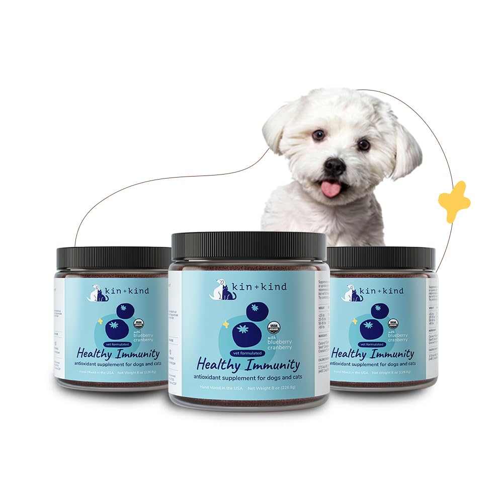 kin+kind Dog Supplement Powder - Supplement for Dogs & Cats for Healthy Immunity - Bladder Support - Natural Formula with Organi