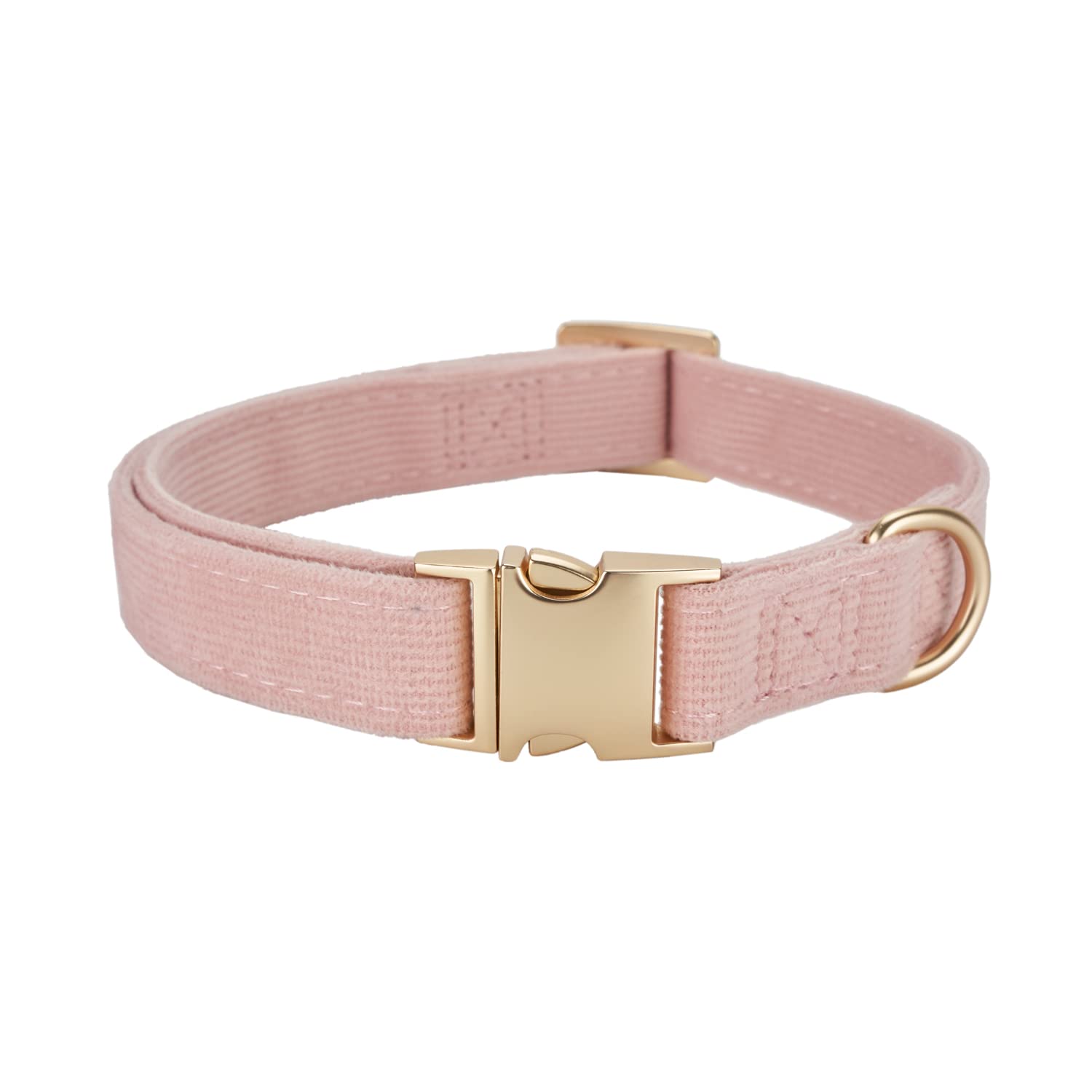Petiry Soft Corduroy Fibric Dog Collar with High Grade Metal Buckle, for Large Dogs(Light Pink,Large:17-26'')