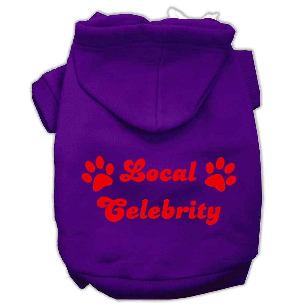 Pet Dog & Cat Hoodie Screen Printed, Local Celebrity Purple XS (0-3 lbs.)