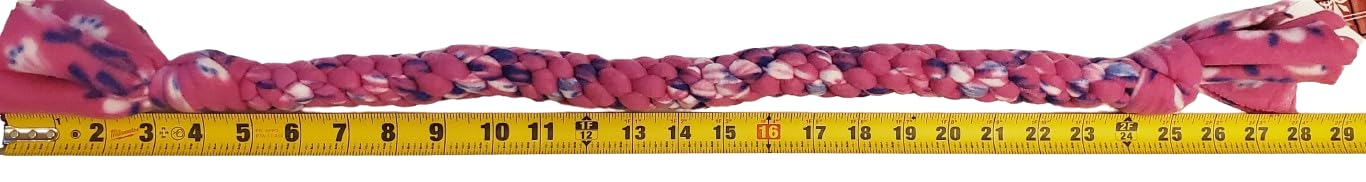 Dog Puppy Tug Pull Toy Rope Play Durable Interactive Entertaining Heavy Duty Fleece Square Braid by KNOTS SO FAST (Pink)
