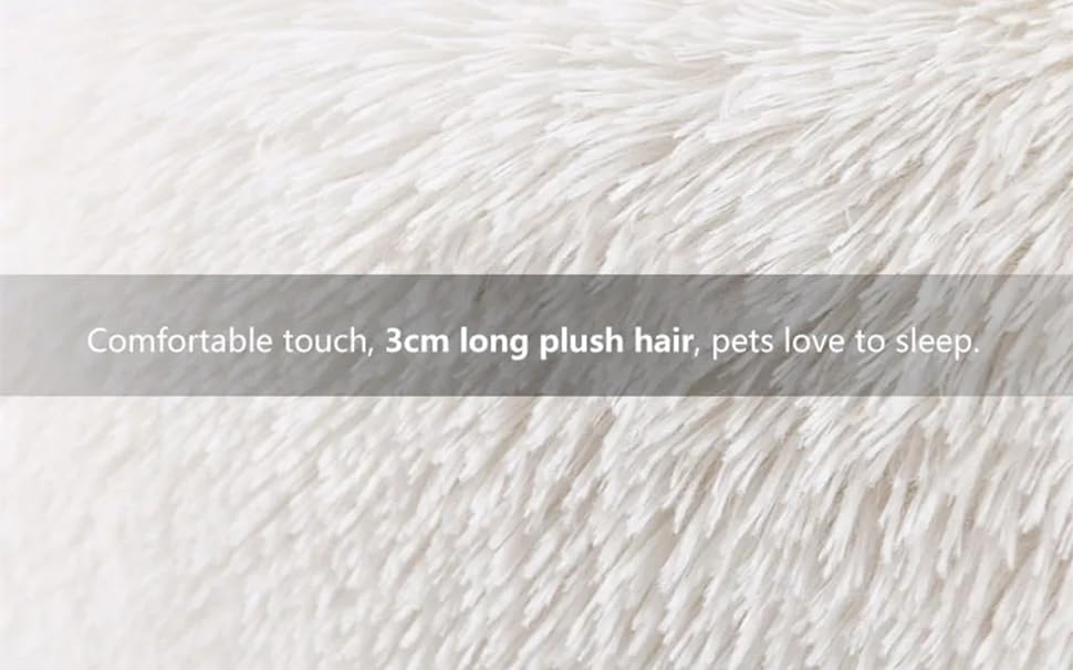 Creamy Faux Fur Cat & Dog Beds - Washable, Anti-Anxiety, Round Plush, 20/24 Inches, Thick Bottom