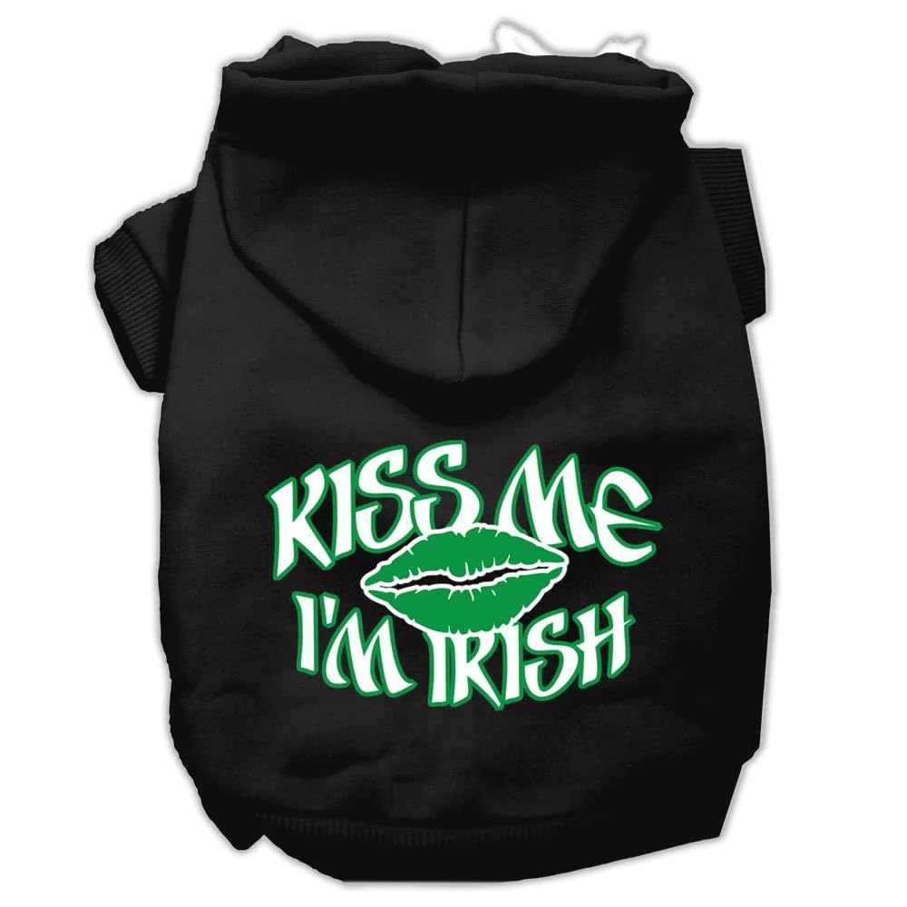 Pet Dog & Cat Hoodie Screen Printed, Kiss Me I'm Irish Light Pink SM (3-6 lbs.)
