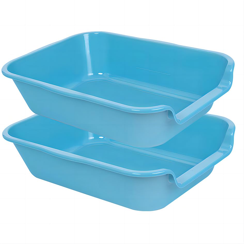 Blaucasa 2 Pack Extra Large Dog Litter Box Pan Tray (ABS Material), Low Entry Jumbo Senior Litter Boxes for Multiple Kitten Big 