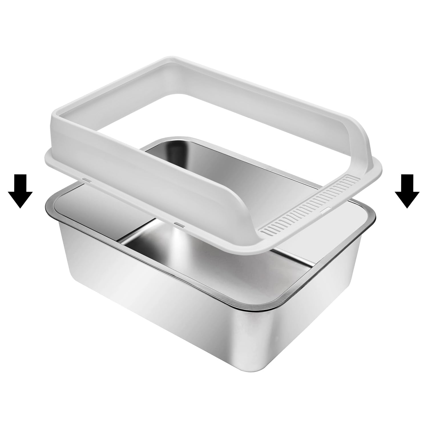 Kichwit Extra Large Stainless Steel Cat Litter Box With High Sides, Easy To Clean, Smooth Surface, Rust Resistant, 23.6'' X 15.7