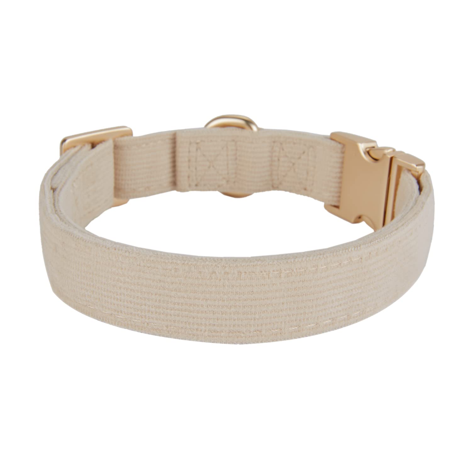 Petiry Soft Corduroy Fibric Dog Collar with High Grade Metal Buckle, for Small Dogs.(White,Small:10-15'')