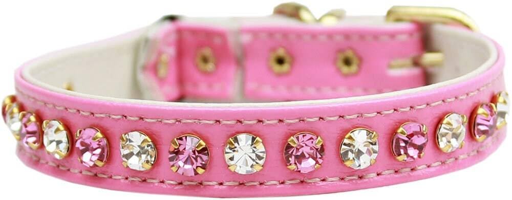 Cat Safety Collar, &quot;One Row Rhinestone Deluxe&quot; Pink 12