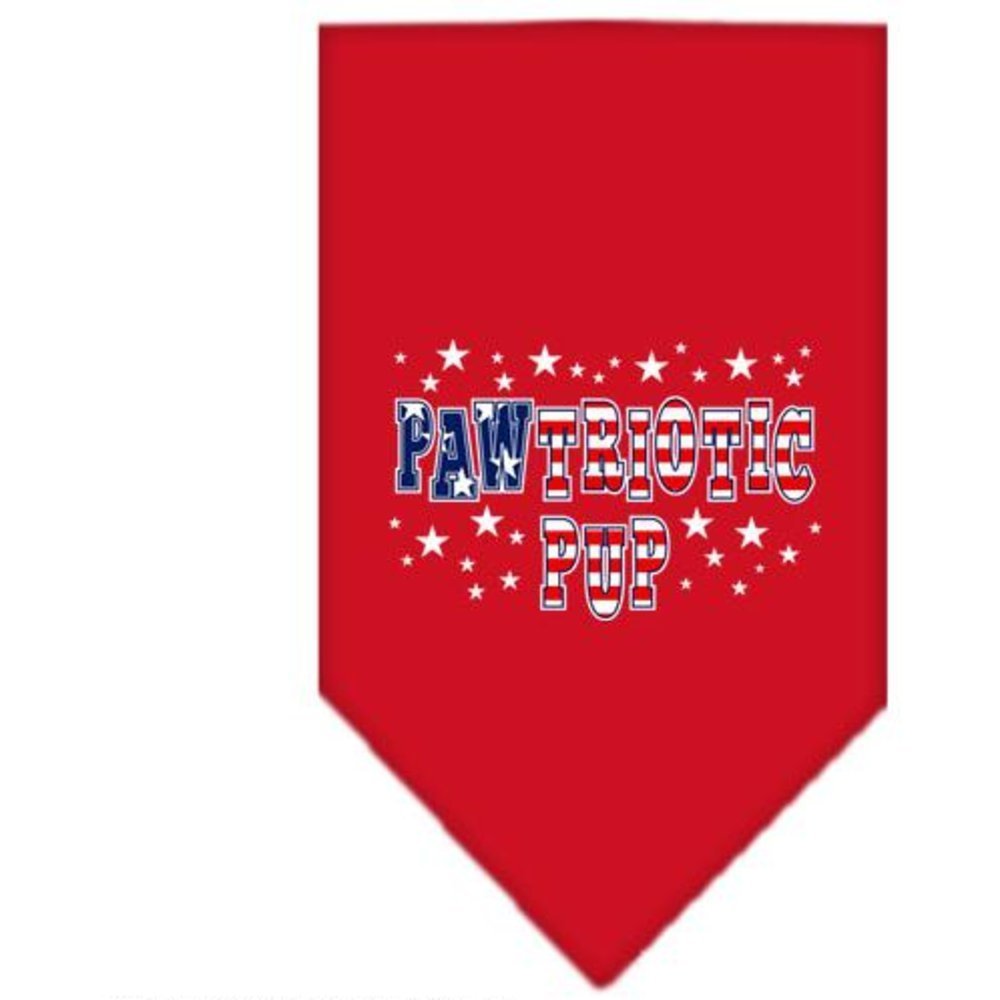 Pet and Dog Bandana Screen Printed, &quot;Pawtriotic Pup&quot; Red Small