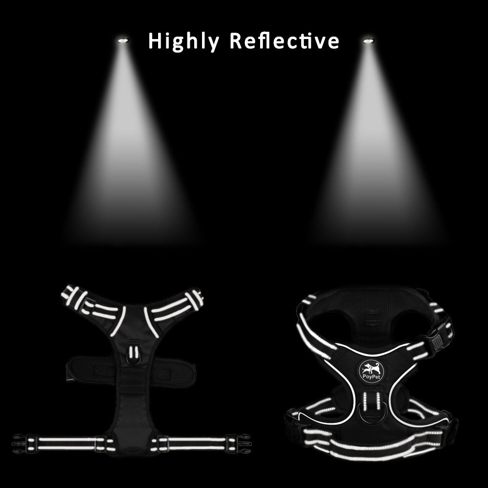 Poypet Dog Harness No Pull, Reflective Adjustable No Choke Pet Vest With Front & Back Clips, Soft Padded And Control Training Handle For Large Dogs (Red, Xl)