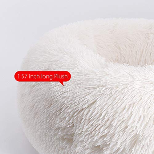 Tinton Life Luxury Faux Fur Pet Bed For Cats Small Dogs Round Cuddler Oval Plush Cozy Self-Warming Cat Bed For Improved Sleep, W