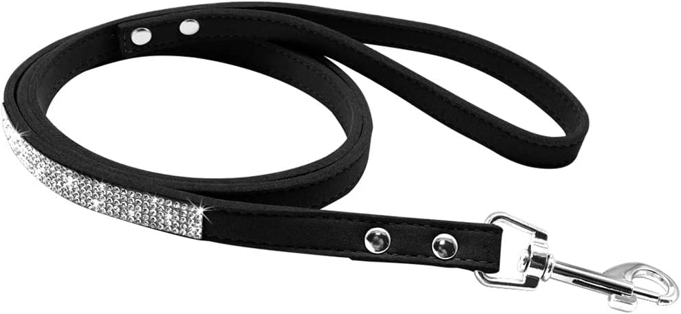 Jwpc Bling Rhinestone Dog Leash - 4 Ft Long & 5/8' Wide - Dog Leash For Medium Small Dogs/Cats Training Walking And Running,Black