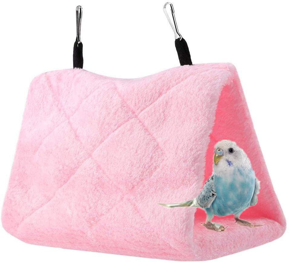 Magnoloran 2 Pack Warm Bird Nest House Bed Hanging Hammock Sleeping Bed Plush Hanging Snuggle Cave Happy Hut For Pet Parrot Cockatiel Cockatoo Parakeet Conure African Grey Macaw (Blue&Pink)
