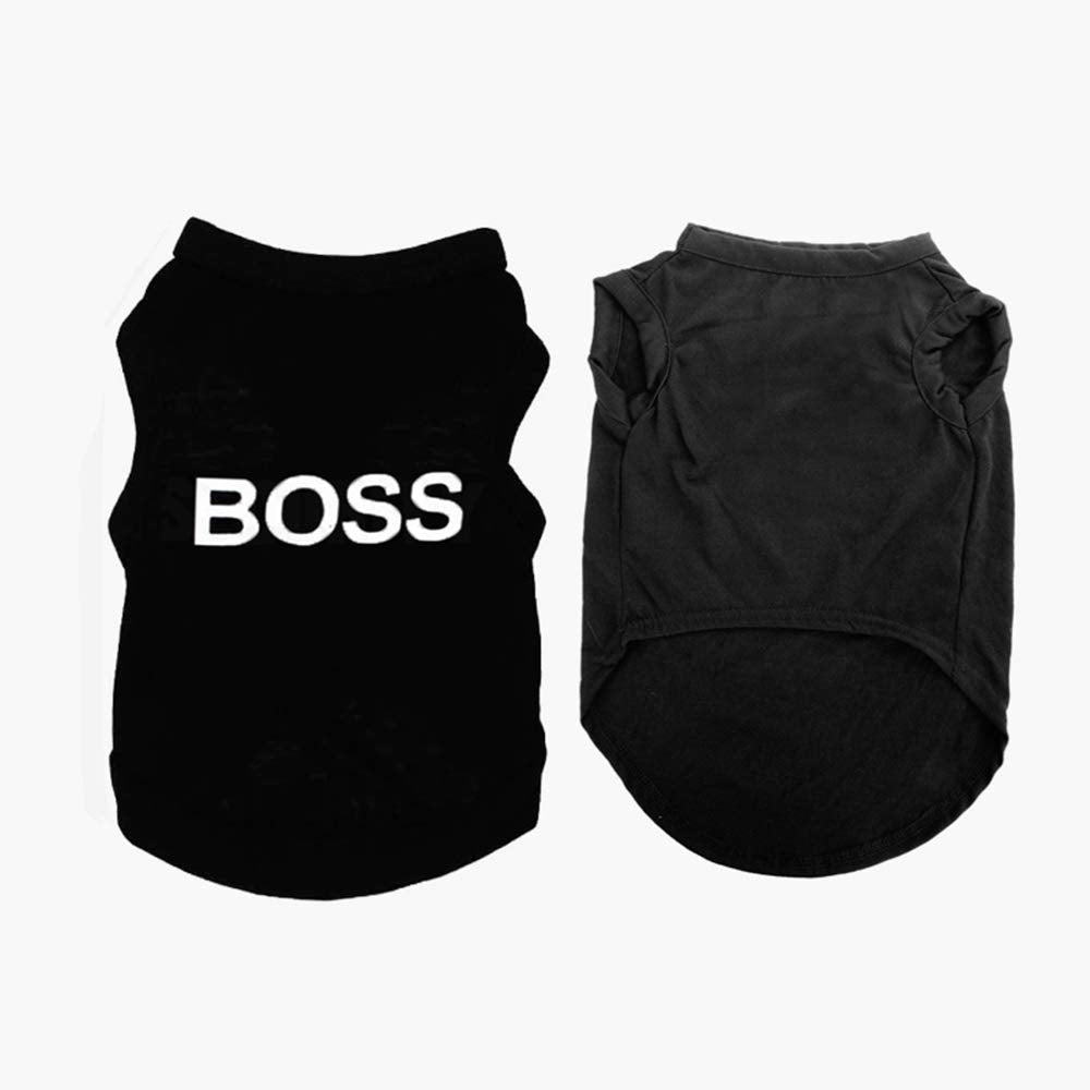 2Pack Dog Security Costume Cotton Dog Shirt For Small Dog Boy Pet Clothes Boss/Security Puppy Black Vest T-Shirts Cat Top Tee Breathable Stretchy