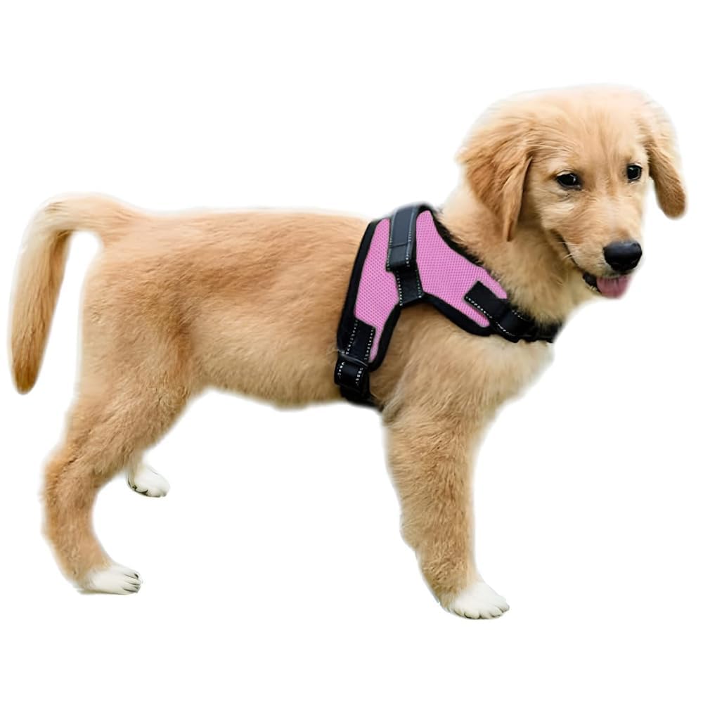 Copatchy No Pull Reflective Adjustable Dog Harness With Handle (Xx-Small, Pink)