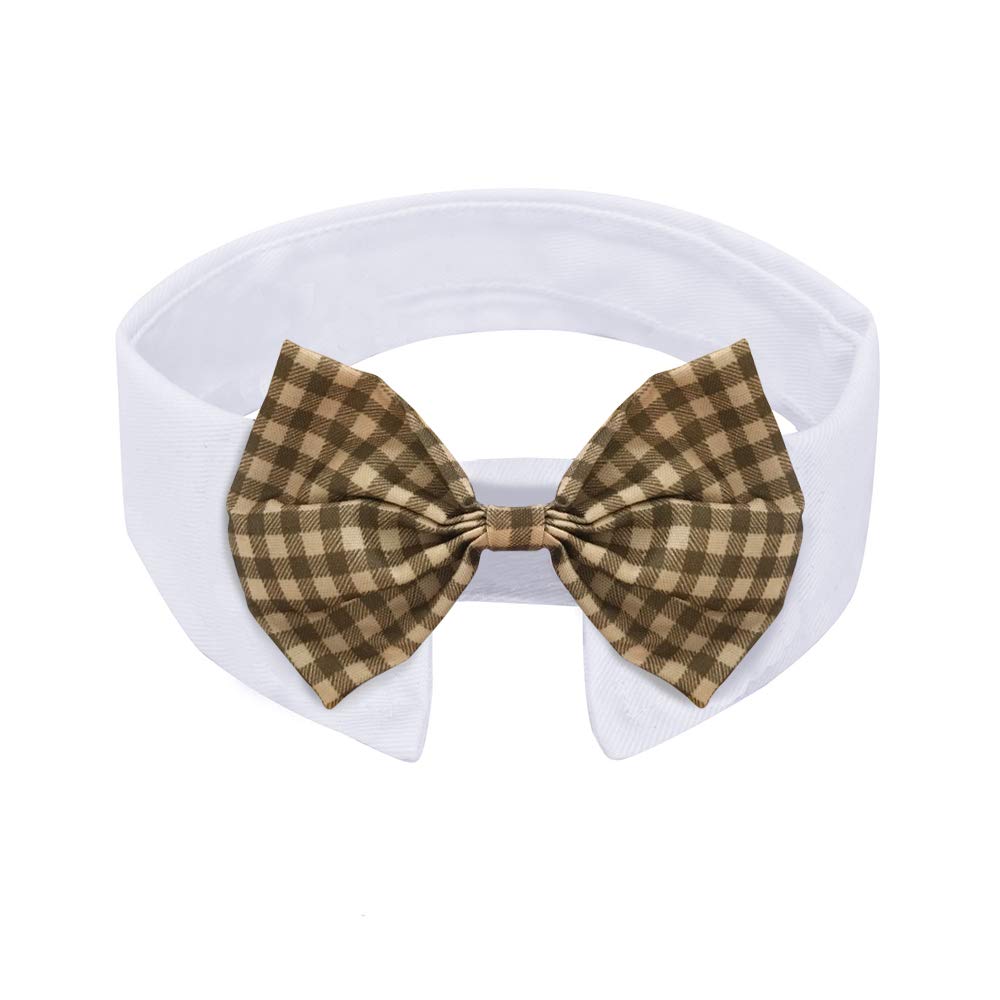 Zton For Little Puppy, Handcrafted Adjustable Formal Pet Bowtie Collar Neck Tie For Dogs & Cats (S, Coffee)
