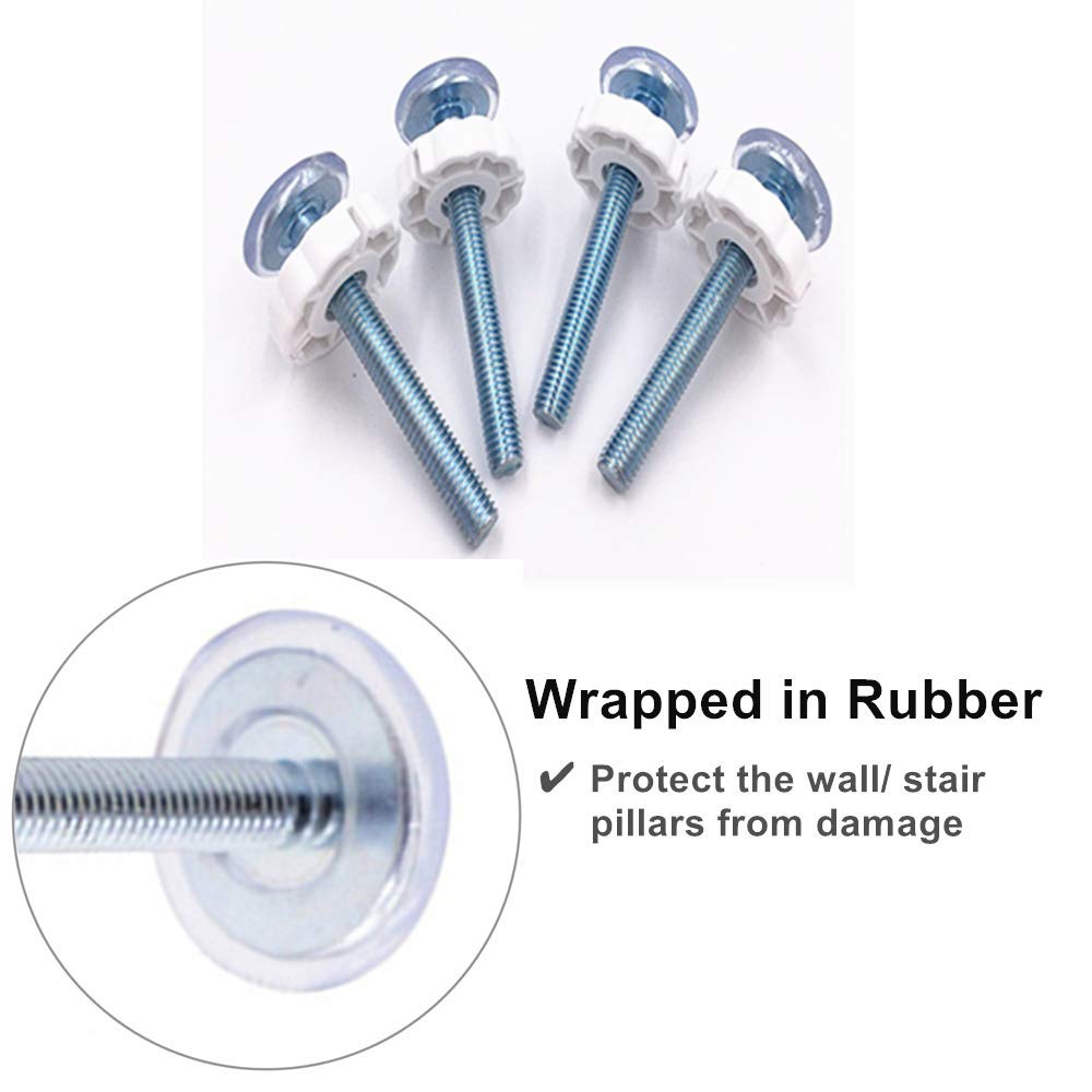 4 Pack M10 Extra Long Pressure Gates Threaded Spindle Rods,10mm Baby Kids Pet Dog Gates Accessory Screw Bolts Kit Fit for All Pr