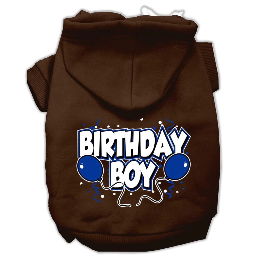 Pet, Dog & Cat Hoodie Screen Printed, 'Birthday Boy' Baby Blue Md (6-10 Lbs.)