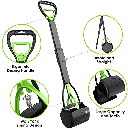 Timingila Pooper Scooper 28' Long Handle Portable Pet Poop Scooper For Large And Small Dogs,High Strength Material And Durable Spring,Great For Lawns, Grass, Dirt, Gravel