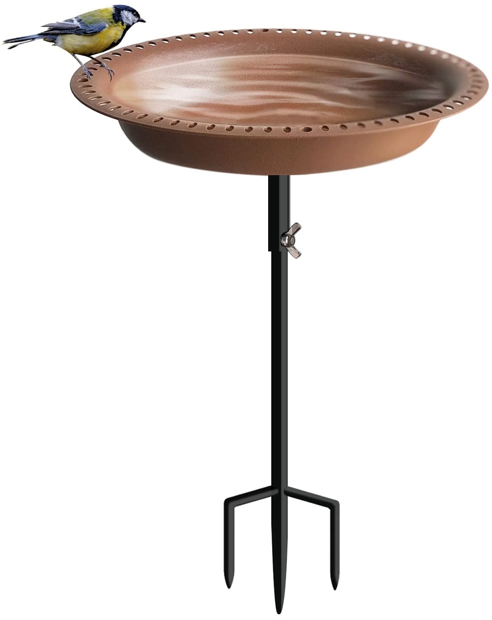 Koutemie 1- Gallon Detachable Free Standing Garden Bird Bath Bird Feeder Bowl with Metal Stake for Outdoor, Bird Friendly Color 