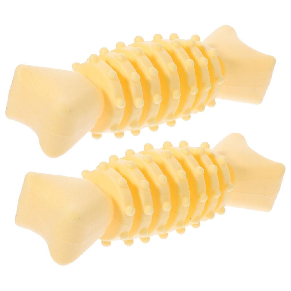 Milisten Durable Interactive Dog Toys Milk Flavor Dog Chewing Toys Fish Bones Shaped For Large Medium Small Agressive Puppies-2P