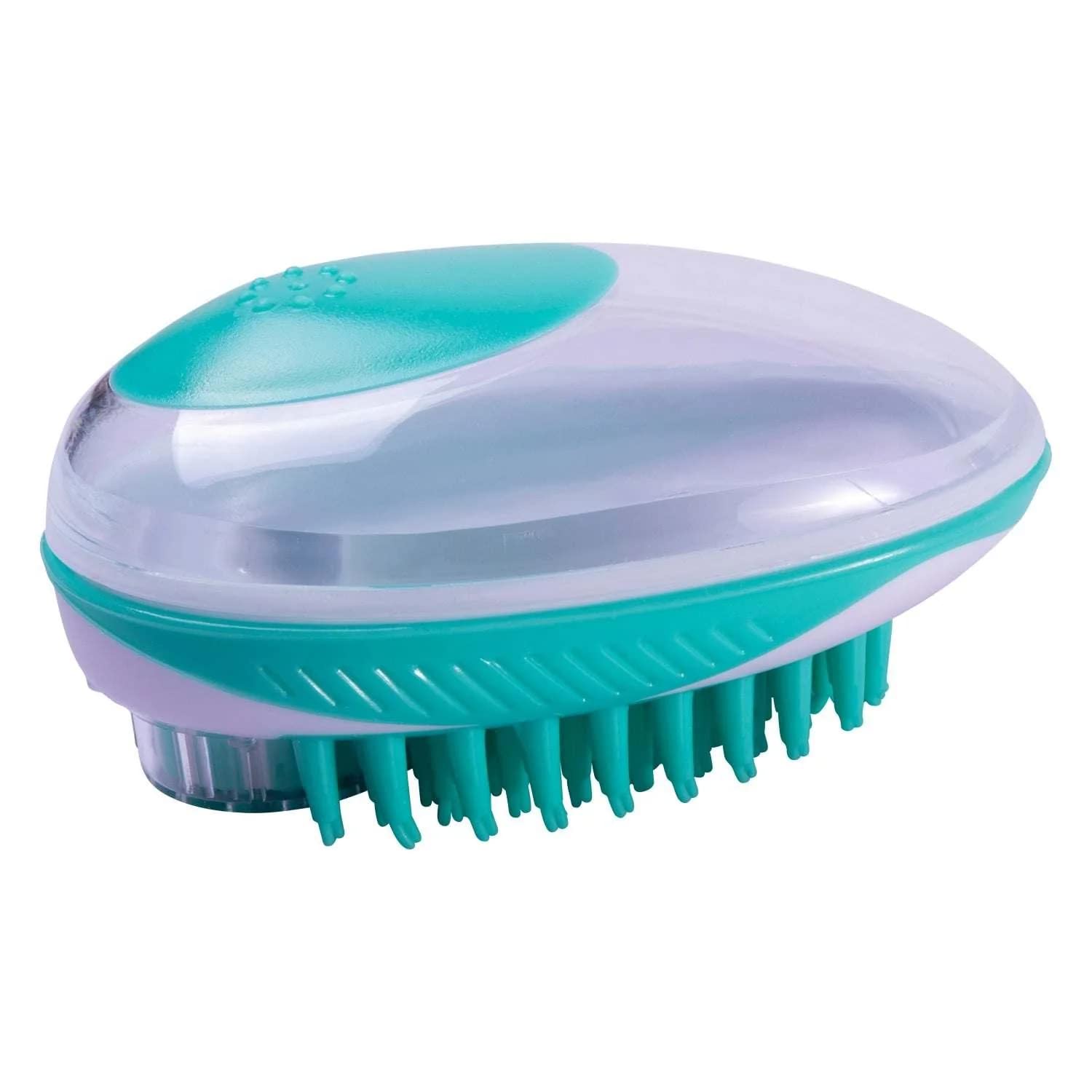 Pet Life 'Swasher' Green Shampoo Dispensing, All-in-One Pet Grooming Brush: Massage, Bath & De-Tangle for Dogs & Cats