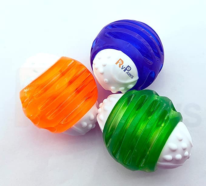 PremiumAV Dog Toy Ball for Small & Medium Dogs  Durable Natural Rubber Chew Toy, Interactive Squeaky Ball for Puppies, Funny La