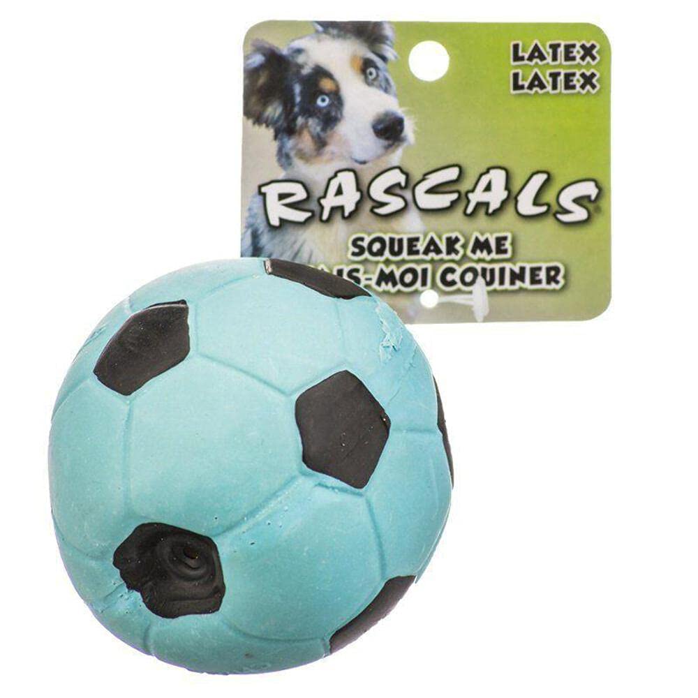 Coastal Pet Rascals 3'' Latex Soccer Ball Dog Toy With Squeaker, Blue (1-Unit)