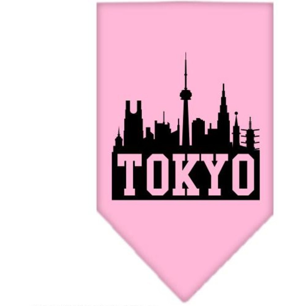 Mirage Pet Products Tokyo Skyline Screen Print Bandana, Large, Light Pink