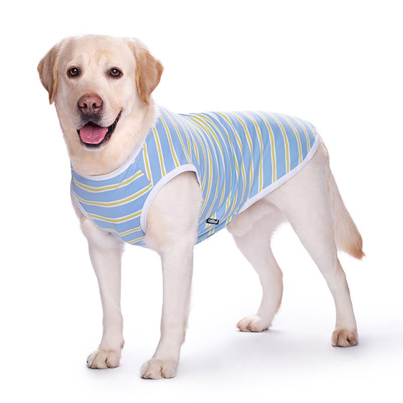 Kutkut Cotton Striped T- Shirt For Large Dogs | Breathable Stretchy Fashion Big Dogs Clothes For German Shepherd Husky, Labarado