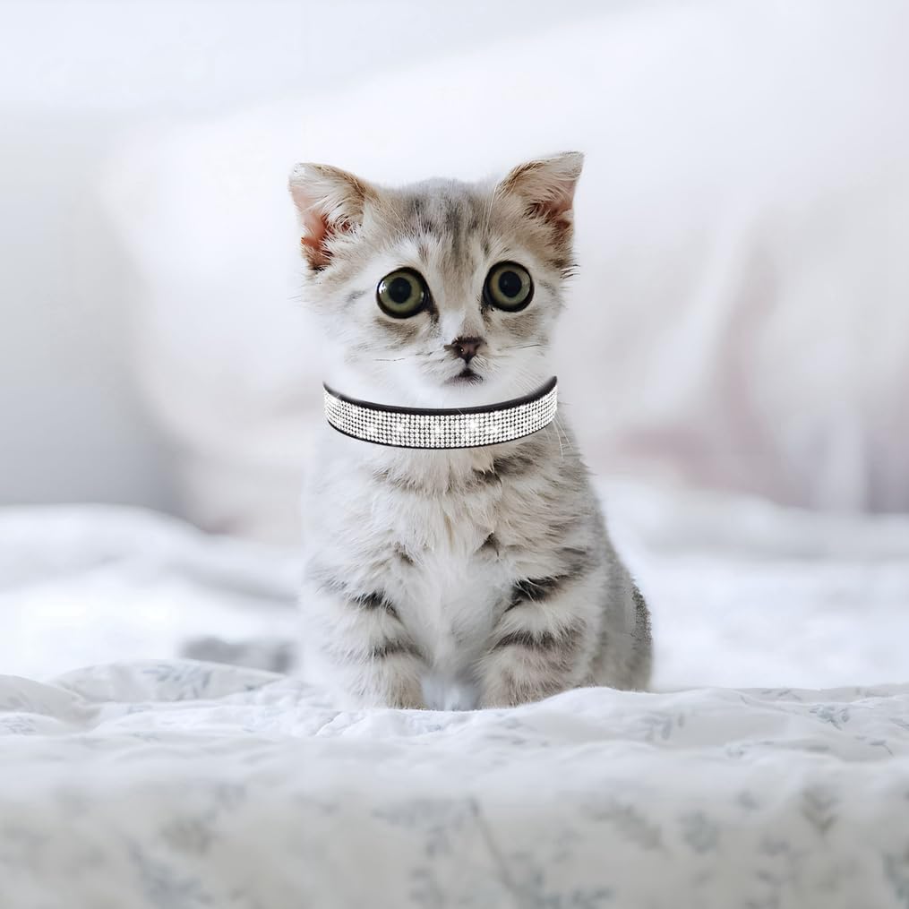 Bling Dog Collar, Rhinestone Dog Collars Cute Diamond Jewel Sparkle Fancy Leather Cat Pet Collar For Xxs Xsmall Small Medium Lar