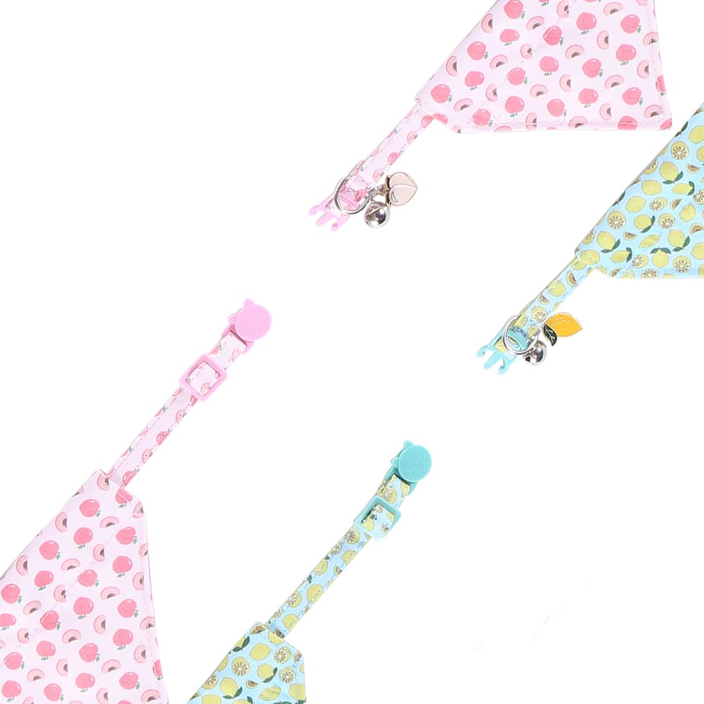 Cat Collar Breakaway With Cute Bandana And Bell Fruits Accessories For Kitty Adjustable Safety
