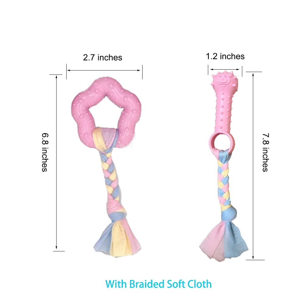 Aolaco Puppy Toys For Teething Puppies, Puppy Chew Toys For Small Dogs, Plush Squeaky Bunny Dog Toys For Puppies, Small Puppy,Pink, 4Pcs