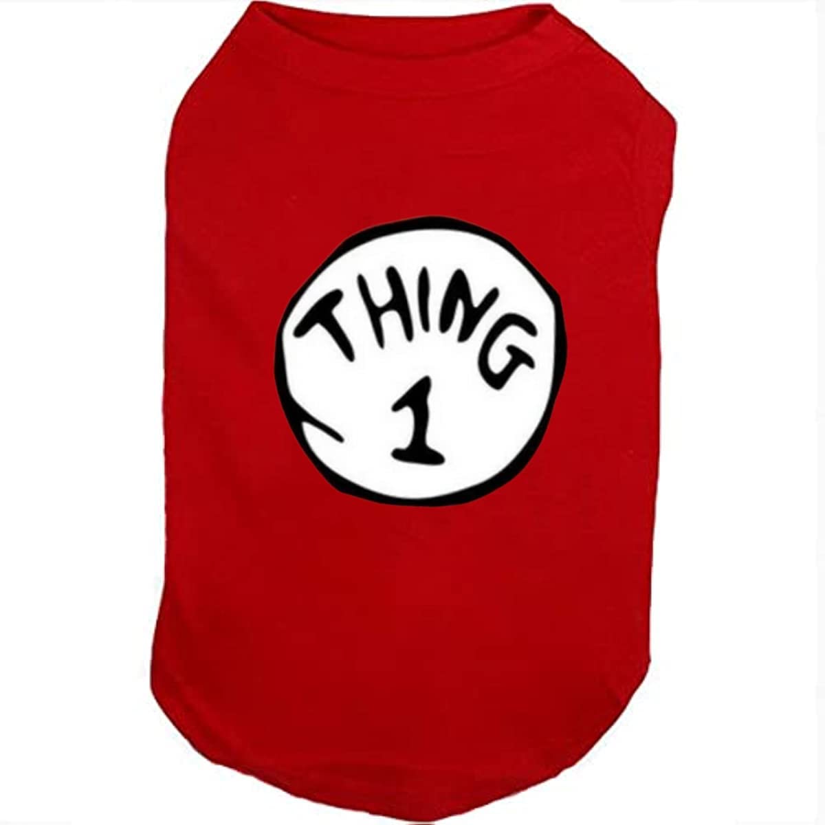 SUEOSU Dog Shirt - Soft Breathable Puppy T-Shirt, X-Small, RED-2, Pop Culture Design (Thing 1 to Thing 9)