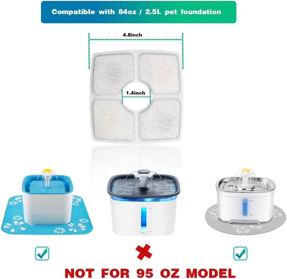 Aroundu Cat Fountain Filter Replacement Set 20 Pcs, Compatible With 84Oz/2.5L Veken And Identical Square Fountain,12 Filter 6 Sponge 2 Brush Included