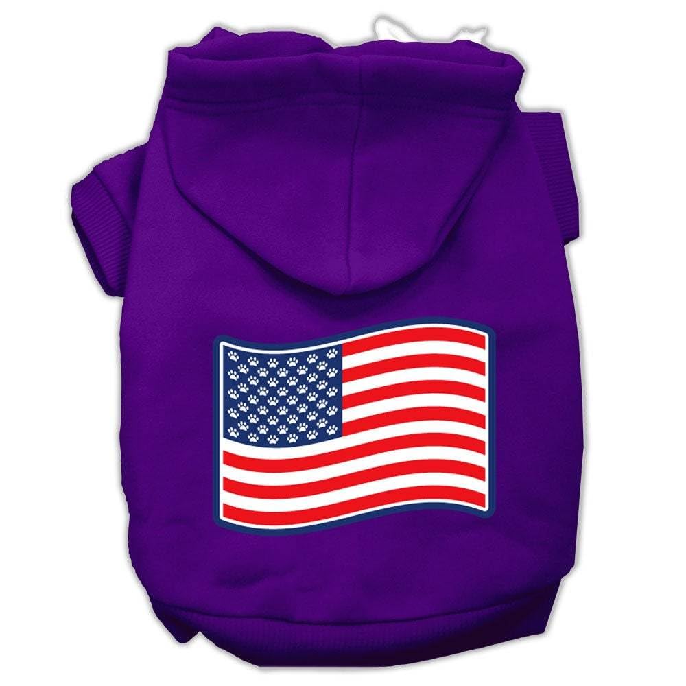 Pet Dog & Cat Hoodie Screen Printed, 'Paws And Stripes' Purple Xs (0-3 Lbs.)