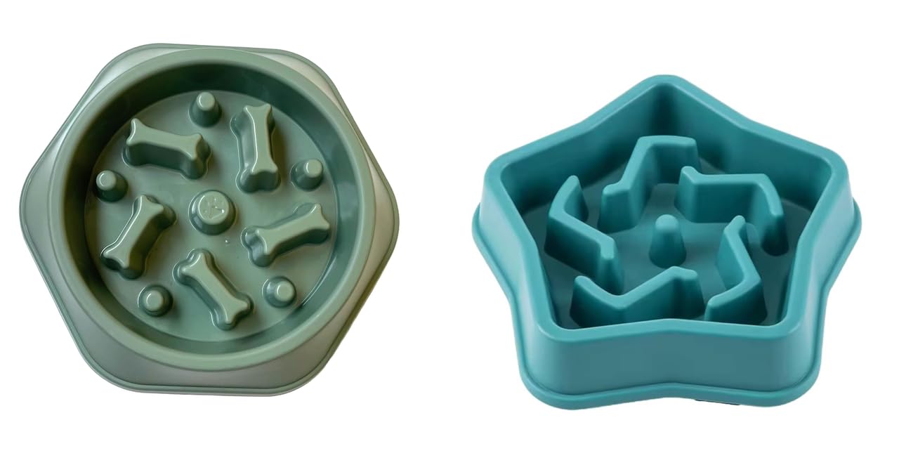 Urban Pet Gallery Pet Bowl, Feeding Bowl, Dog Bowl, Slow Eating Bowl For Dogs And Cats, Non Slip (Green) And Pet Feeding Bowls F
