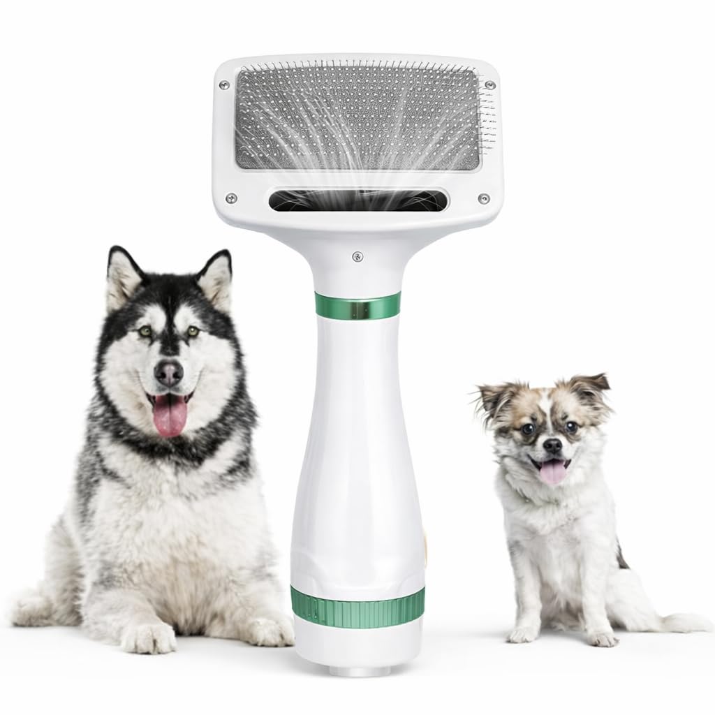 Accohom 2In1 Pet Grooming Brush With Dryer  Quiet, LowHeat Blow Dryer For Dogs & Cats | Detangling & Deshedding Comb For Sma