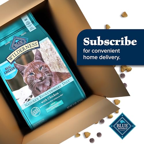 Blue Buffalo Wilderness High-Protein, Grain-Free Natural Dry Food for Adult Cats, Indoor Hairball Control, Chicken, 11-lb. Bag