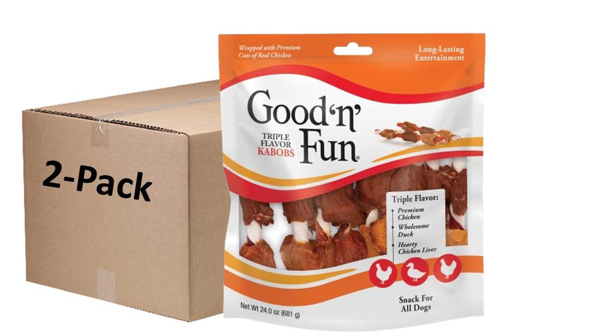 Good'N'Fun Triple Flavored Rawhide Kabobs For Dogs, 24 Oz, 36 Count, 2 Pack