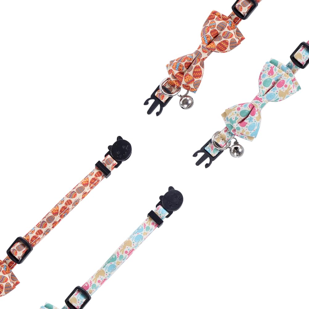 Easter Cat Collar Breakaway With Bow Tie And Bell For Kitty Adjustable Safety Easter Egg Bunny