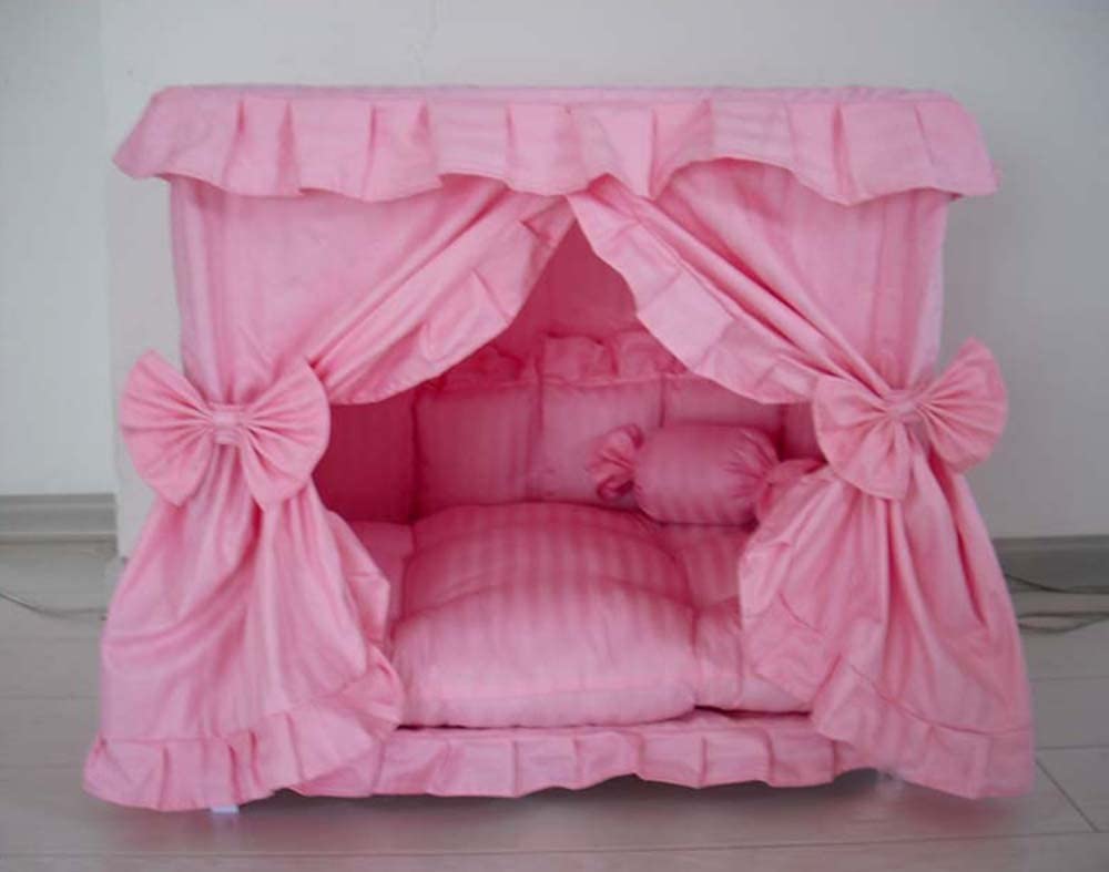 Princess Pink Pet Dog Handmade Bed House+1 Candy Pillow (S)