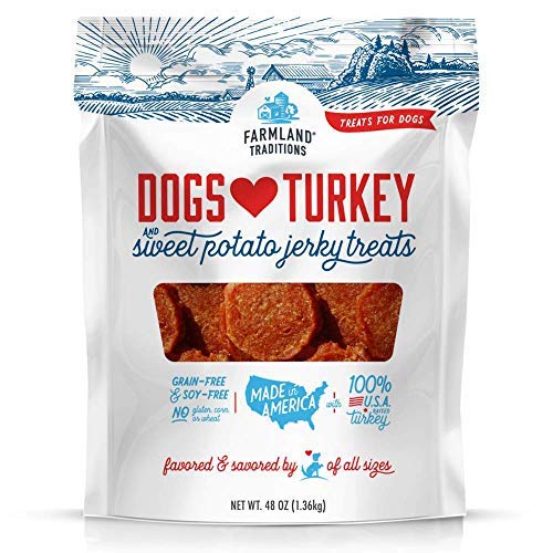 Farmland Traditions Filler Free Dogs Love Turkey & Sweet Potato Premium Jerky Treats for Dogs, 3 Pound Bag